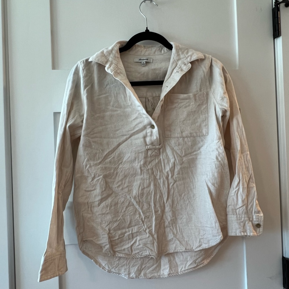Madewell Cream Linen Button Up